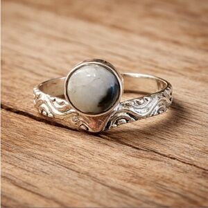 White buffalo Turquoise Sterling Silver Ring 925 Size 9.5